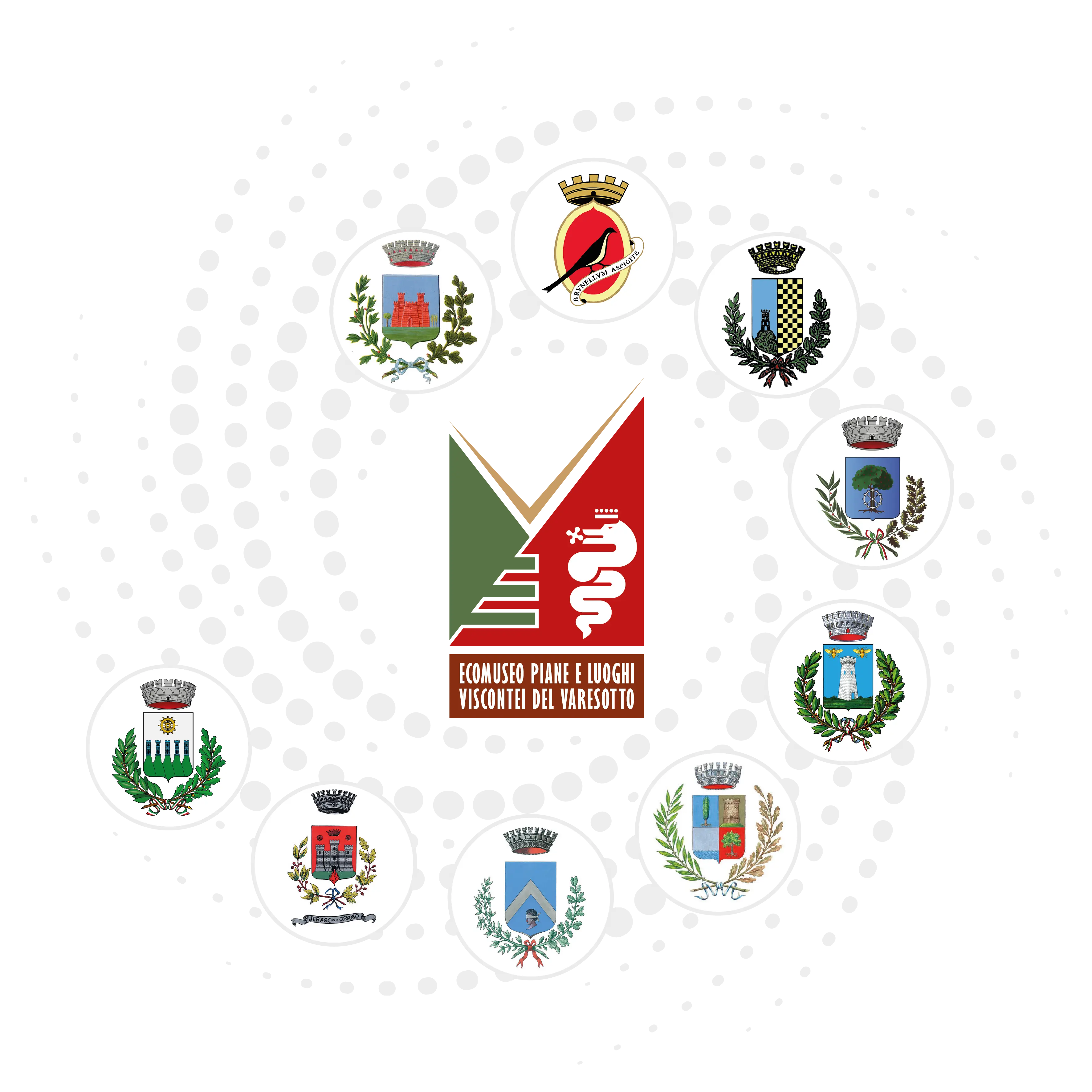 logo dell'ecomuseo e dei comuni coinvolti