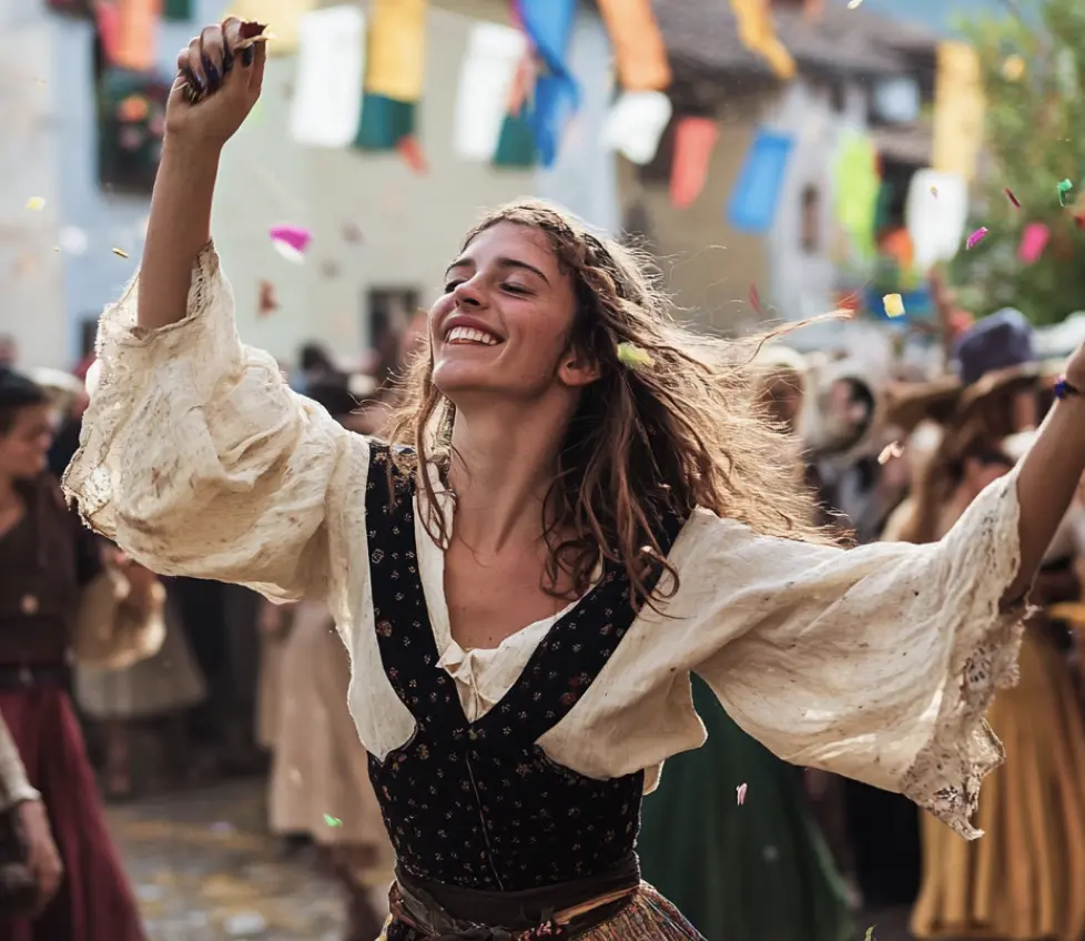 ragazza che balla con vestito tipico